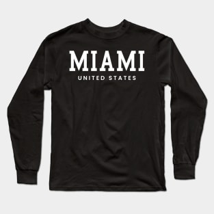 Miami Florida United States Vintage Minimalist Miami Florida State Name Sport Design Tees Long Sleeve T-Shirt